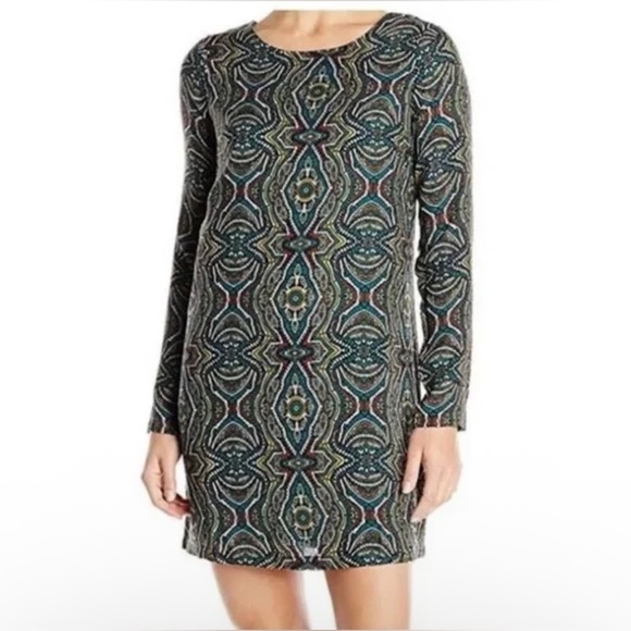 Prana Dresses & Skirts - prAna Long Sleeve Medallion Print Cece Size S Teal Floral Shift Dress